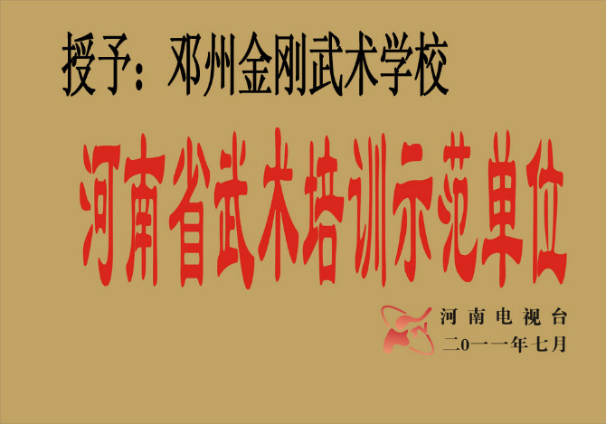 邓州市金刚武校获河南省武术培训示范单位