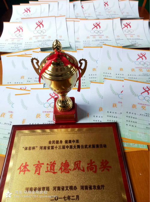 我校在河南省第十三届中原大舞台武术展演比赛中获奖
